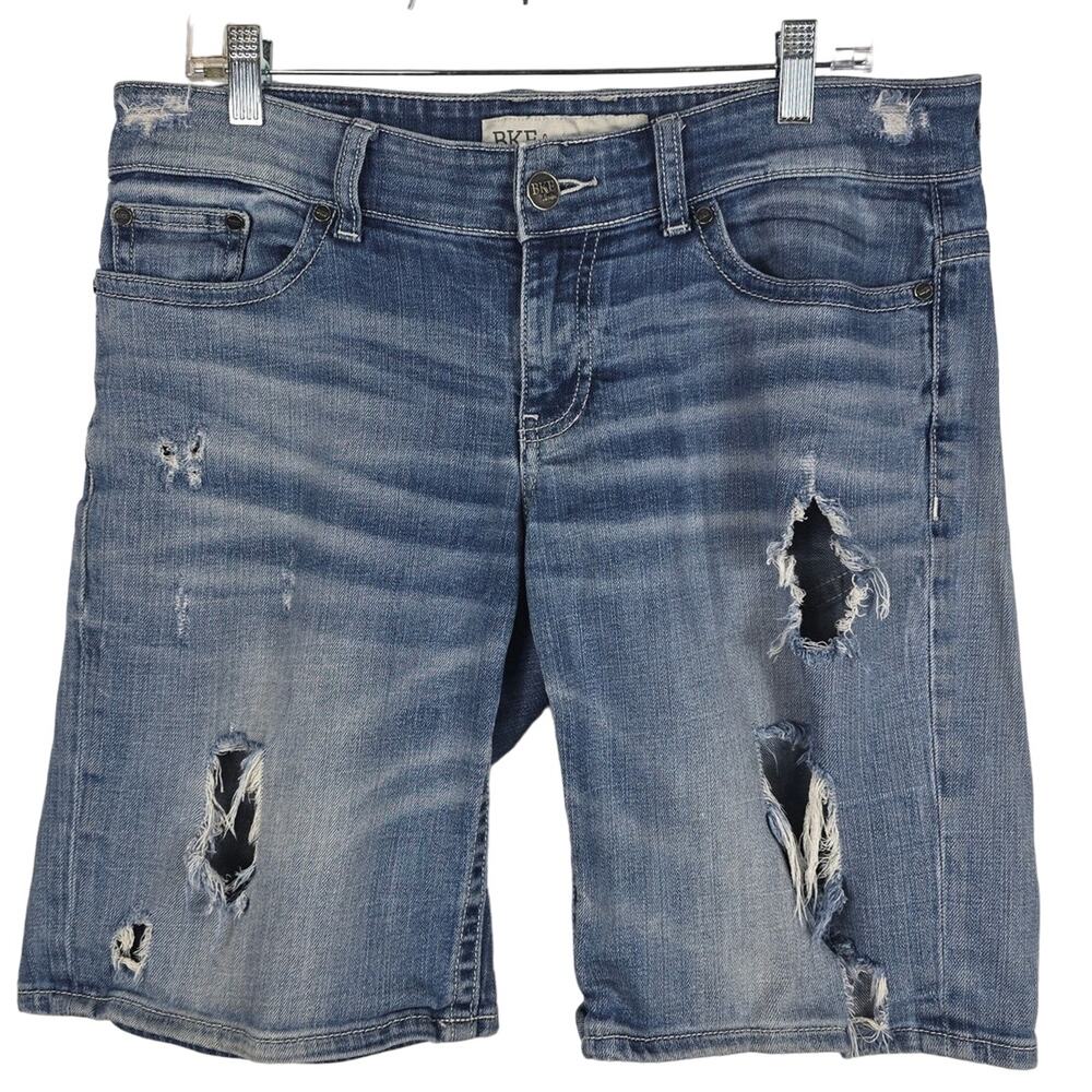 BKE Denim Jean Payton Distressed Whiskering Women's Summer Shorts 30